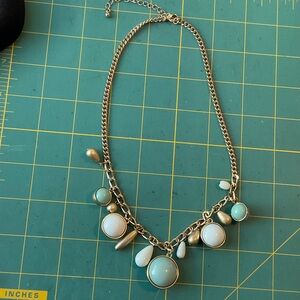 Elegant Gold and Turquoise Blue Charm Necklace